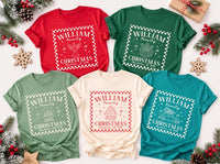 Personalized Family Christmas Shirt, Custom Name Holiday Tee, Vintage Checkered Frame Sweatshirt, Matching Holiday Outfit, Christmas Gift