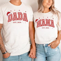 Personalized Gingham Christmas Family Shirt, Custom Mama Dada Mini Tee, Red Plaid Holiday Crewneck, Matching Family Outfit, Christmas Gift