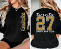 Personalized Happy New Year 2027 Tee, Gold Twenty 27 Celebration Crewneck, New Years Eve Outfit, Party Gift, Front Back