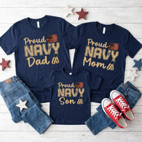 Personalized Proud Navy Family Shirt, Custom Dog Tag Name Military Tee, Distressed Flag Crewneck, Military Pride Gift, Navy Family Gift