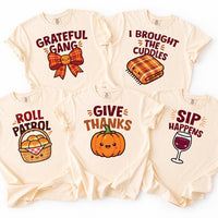 Personalized Thanksgiving Dinner Shirt, Custom Cute Food Character Tee, Funny Turkey Crewneck, Matching Family Outfit, Thanksgiving Gift