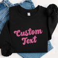 Custom Glitter Text Sweatshirt, Personalized Vintage Script Tee, Retro Sparkle Lettering Top, Shimmer Name Outfit, Birthday Gift for Her
