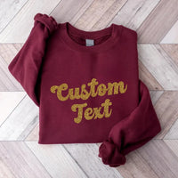 Custom Glitter Text Sweatshirt, Personalized Vintage Script Tee, Retro Sparkle Lettering Top, Shimmer Name Outfit, Birthday Gift for Her