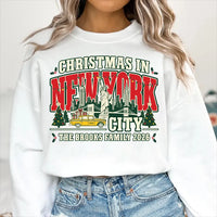 Personalized Christmas New York Sweatshirt, Custom Family Vacation Tee, NYC Christmas Skyline, Matching Family Trip Shirt, Gift for Her