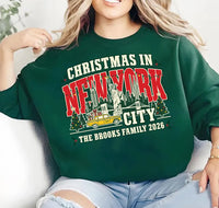 Personalized Christmas New York Sweatshirt, Custom Family Vacation Tee, NYC Christmas Skyline, Matching Family Trip Shirt, Gift for Her