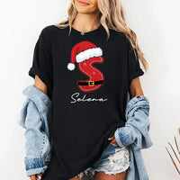 Personalized Santa Initial Sweatshirt, Custom Name Christmas Tee, Santa Suit Letter Sweatshirt, Matching Family Holiday Top, Christmas Gift