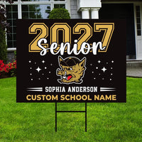 Personalized Senior 2027 Yard Sign, Custom Graduate Name Lawn Decor, Coroplast Yard Sign, Metal H-Stake Included, Graduation Party Decor