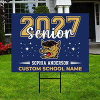 Personalized Senior 2027 Yard Sign, Custom Graduate Name Lawn Decor, Coroplast Yard Sign, Metal H-Stake Included, Graduation Party Decor