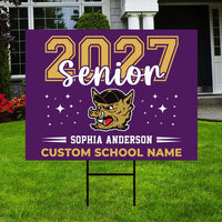 Personalized Senior 2027 Yard Sign, Custom Graduate Name Lawn Decor, Coroplast Yard Sign, Metal H-Stake Included, Graduation Party Decor