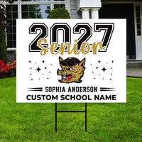 Personalized Senior 2027 Yard Sign, Custom Graduate Name Lawn Decor, Coroplast Yard Sign, Metal H-Stake Included, Graduation Party Decor
