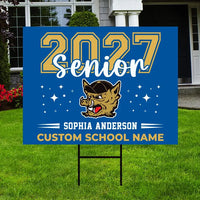Personalized Senior 2027 Yard Sign, Custom Graduate Name Lawn Decor, Coroplast Yard Sign, Metal H-Stake Included, Graduation Party Decor