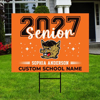 Personalized Senior 2027 Yard Sign, Custom Graduate Name Lawn Decor, Coroplast Yard Sign, Metal H-Stake Included, Graduation Party Decor