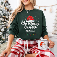 Personalized Christmas Crew Sweatshirt, Custom Name Santa Hat Shirt, Family Matching Tee, Christmas Family Gift, Holiday Party Gift