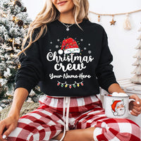 Personalized Christmas Crew Sweatshirt, Custom Name Santa Hat Shirt, Family Matching Tee, Christmas Family Gift, Holiday Party Gift