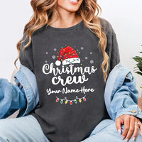 Personalized Christmas Crew Sweatshirt, Custom Name Santa Hat Shirt, Family Matching Tee, Christmas Family Gift, Holiday Party Gift
