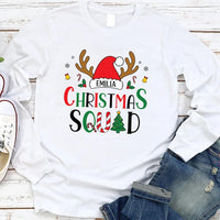 Personalized Christmas Squad Shirt, Custom Name Plate Xmas Tee, Matching Family Sweatshirt, Family Christmas Party Gift, Holiday Gift