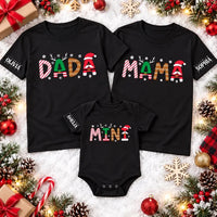 Personalized Family Christmas Shirt, Custom Doodle Name Holiday, Mama Dada Matching Top, Christmas 2026 Outfit, Family Gift, Front Sleeve