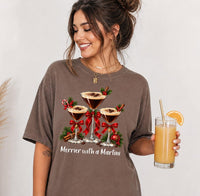 Espresso Martini Christmas Shirt, Merrier With a Martini Holiday Tee, Cocktail Lover Festive Holiday Shirt, Christmas Gift for Her
