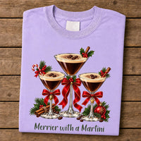 Espresso Martini Christmas Shirt, Merrier With a Martini Holiday Tee, Cocktail Lover Festive Holiday Shirt, Christmas Gift for Her