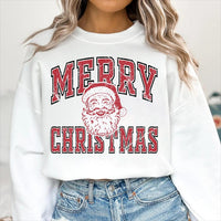 Merry Christmas Santa Sweatshirt, Vintage Distressed Holiday Print Sweatshirt, Retro Santa Face Holiday Crewneck, Christmas Gift for Her