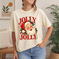 Retro Jolly Santa Christmas Shirt, Vintage Holly Distressed Holiday Tee, Winking Santa Face Print Shirt, Christmas Party Gift for Her