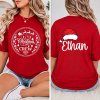 Personalized Christmas Crew Shirt, Custom Santa Hat Name Tee, Family Xmas 2026 Sweatshirt, Holiday Pajama Top, Gift for Family, Front Back