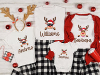 Personalized Reindeer Family Sweatshirt, Custom Peeking Reindeer Shirt, Matching Xmas Name Tee, Christmas Pajama Top, Gift for Family