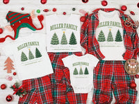 Custom Family Name Christmas Sweatshirt, Personalized Year and Town Holiday Shirt, Watercolor Christmas Trees Design, Merry Gift for Family