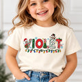 Personalized Christmas Name Shirt For Kids, Custom Name In Alphabet Letters Tee, Toddler Xmas Top, Cute Holiday Gift For Girls Boys