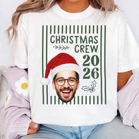 Custom Photo Christmas Crew Shirt, Personalized Face Family Matching Tee 2026, Funny Santa Hat Picture Xmas Top, Holiday Group Gift