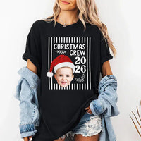Custom Photo Christmas Crew Shirt, Personalized Face Family Matching Tee 2026, Funny Santa Hat Picture Xmas Top, Holiday Group Gift
