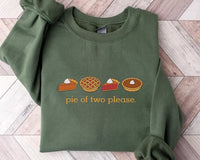 Embroidered Thanksgiving Pregnancy Announcement Sweatshirt, Pie For Two Funny Embroidered Hoodie, Holiday Shirt, Fall Gift for Her