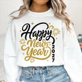 Happy New Year Crew 2027 Sweatshirt, Gold Script New Years Eve Matching Shirt, NYE Party Tee, Holiday Crew Neck Top, Women Gift Hoodie