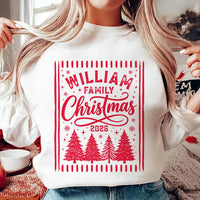 Personalized Family Christmas Shirt, Custom Family Name Christmas Tee 2026, Matching Holiday Stamp Shirt, Vintage Pine Tree Crew Gift