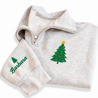 Personalized Christmas Embroidered Quarter Zip Sweatshirt, Custom Character Top, Festive Family Layer, Family Photo Outfit, Christmas Gift