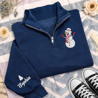 Personalized Christmas Embroidered Quarter Zip Sweatshirt, Custom Character Top, Festive Family Layer, Family Photo Outfit, Christmas Gift