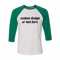 Personalized Custom Design Raglan Shirt, Custom Text Three Quarter Tee, Your Own Artwork Top, Birthday Gift Idea, Just Because Gift