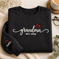 Custom Mama Embroidered Sweatshirt, Grandma Est Year Hoodie, Name on Sleeve Heart Shirt, Personalized Mom Crewneck, Mothers Day Gift