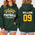 Personalized Football Hoodie, Custom Team Name and Number Sweatshirt, Game Day, Gift for Football Moms, Friday Night Lights Gift, Front Back