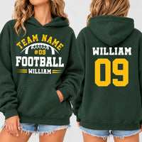 Personalized Football Hoodie, Custom Team Name and Number Sweatshirt, Game Day, Gift for Football Moms, Friday Night Lights Gift, Front Back