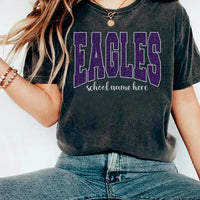 Custom Glitter Eagles Shirt, Personalized School Mascot Tee, Sparkly Teacher Spirit Top, Custom School Name Game Day Shirt, Glitter Gift