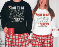 Personalized Soon to Be Merryd Sweatshirt, Custom Family Couple Shirt, Christmas Doodle Tee, Matching Holiday Outfit, Engagement Gift