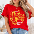 Happy New Year 2027 Shirt, Gold Script Holiday Tee with Flourish, Festive New Years Eve Top, Party Outfit Gift, Cheers to 2027 Gift