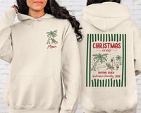 Personalized Tropical Christmas Shirt, Custom Family Name Beach Sweatshirt, Family Vacation Outfit, Holiday Gift, Front Back Print