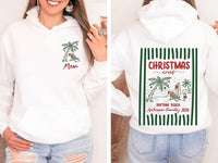 Personalized Tropical Christmas Shirt, Custom Family Name Beach Sweatshirt, Family Vacation Outfit, Holiday Gift, Front Back Print