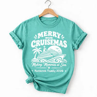 Personalized Merry Cruisemas Tee, Custom Family Name Year Shirt, Retro Cruise Ship Graphic, Sailing Vacation Gift, Holiday Trip Gift