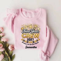 Personalized New Year Crew 2027 Shirt, Custom Name NYE Tee, Gold Fireworks Marquee Shirt, Matching Family NYE Outfit, Holiday Party Gift