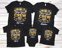 Personalized New Year Crew 2027 Shirt, Custom Name NYE Tee, Gold Fireworks Marquee Shirt, Matching Family NYE Outfit, Holiday Party Gift