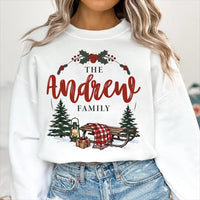 Personalized Family Christmas Sweatshirt, Custom Last Name Winter Sled Shirt, Vintage Sled Holiday Crewneck, Christmas Gift for Family