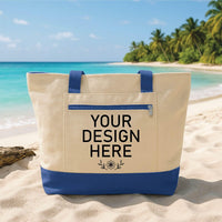 Custom Logo Tote Bag with Zipper, Personalized Mini Canvas Tote, Small Business Logo Carryall, Custom Design Zipper Bag, Gift for Women